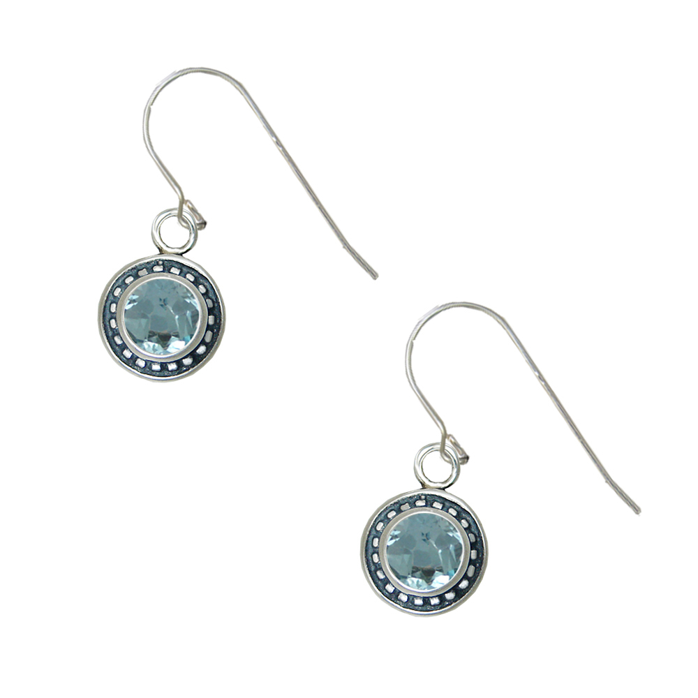 Sterling Silver Petite Blue Topaz Gemstone Drop Dangle Earrings